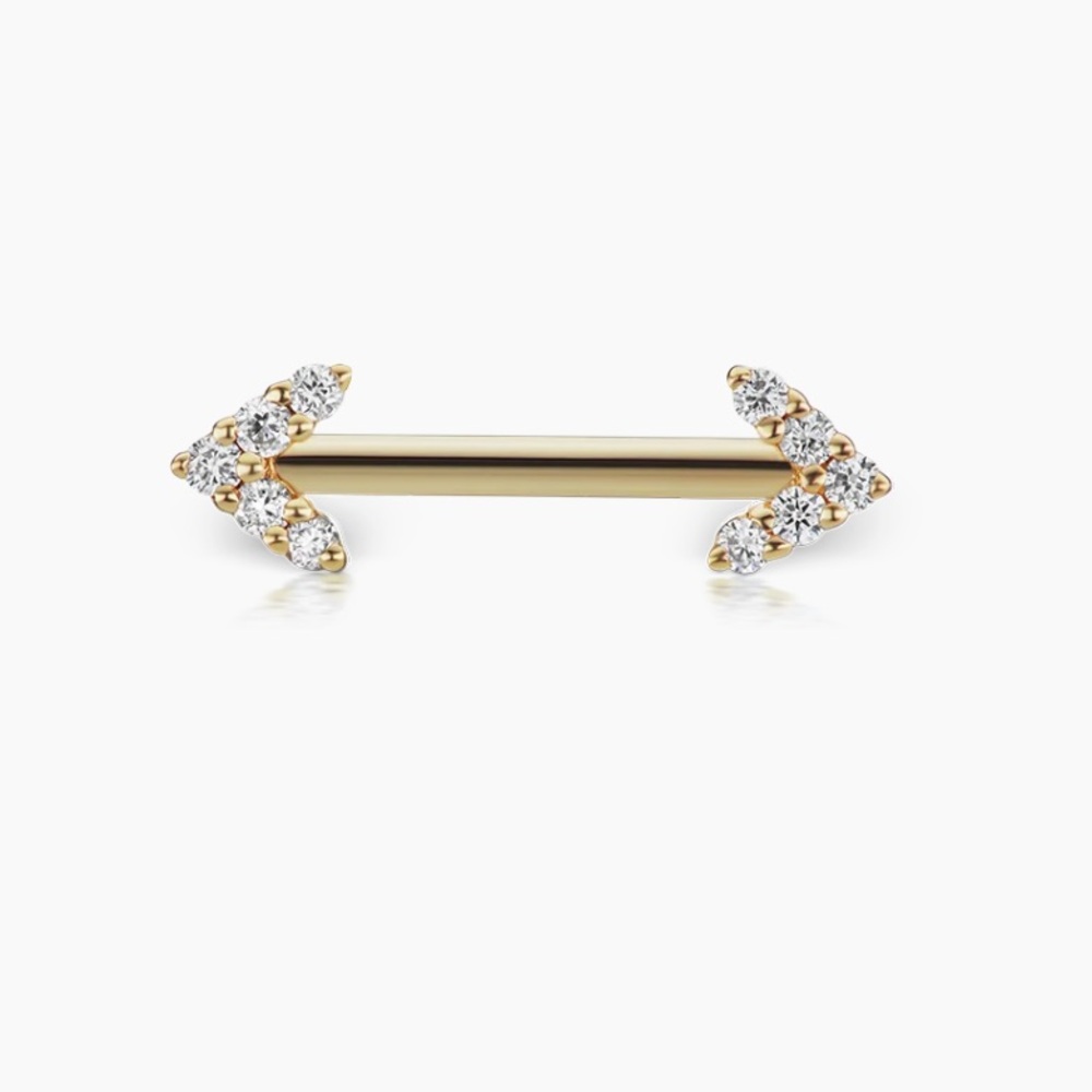 Maria Tash Double Diamond Arrow Nipple Barbell - Yellow Good - 1.6mm